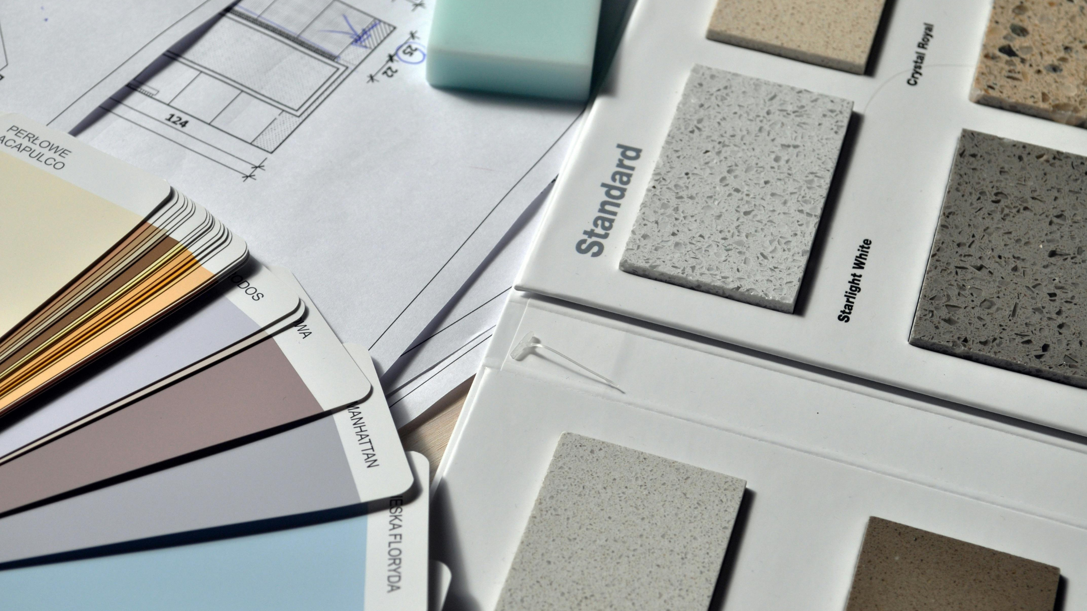 Samples of paint colors and elements 